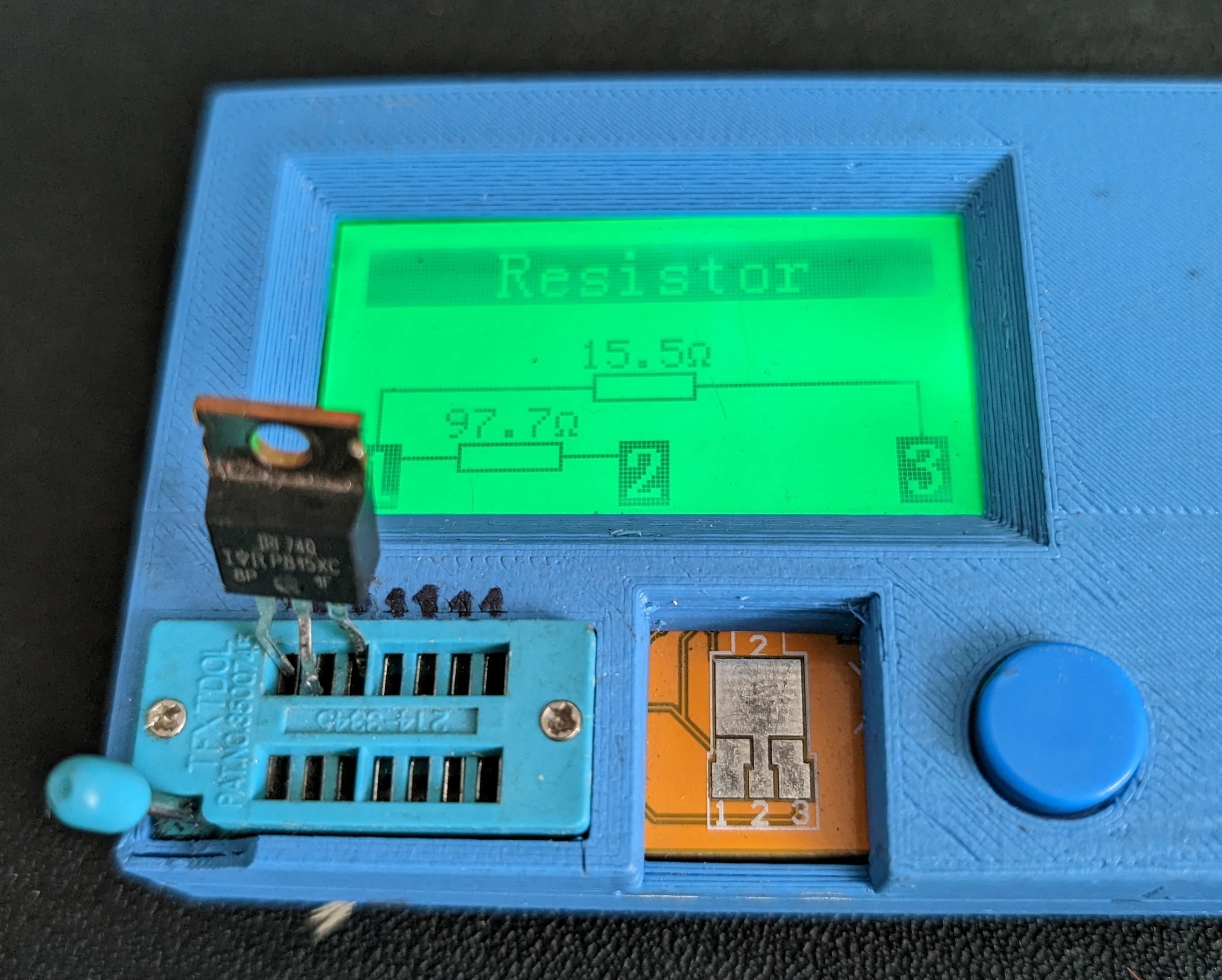 The MOSFET in the Tester: shwoing up on the sceen as 2 resistors