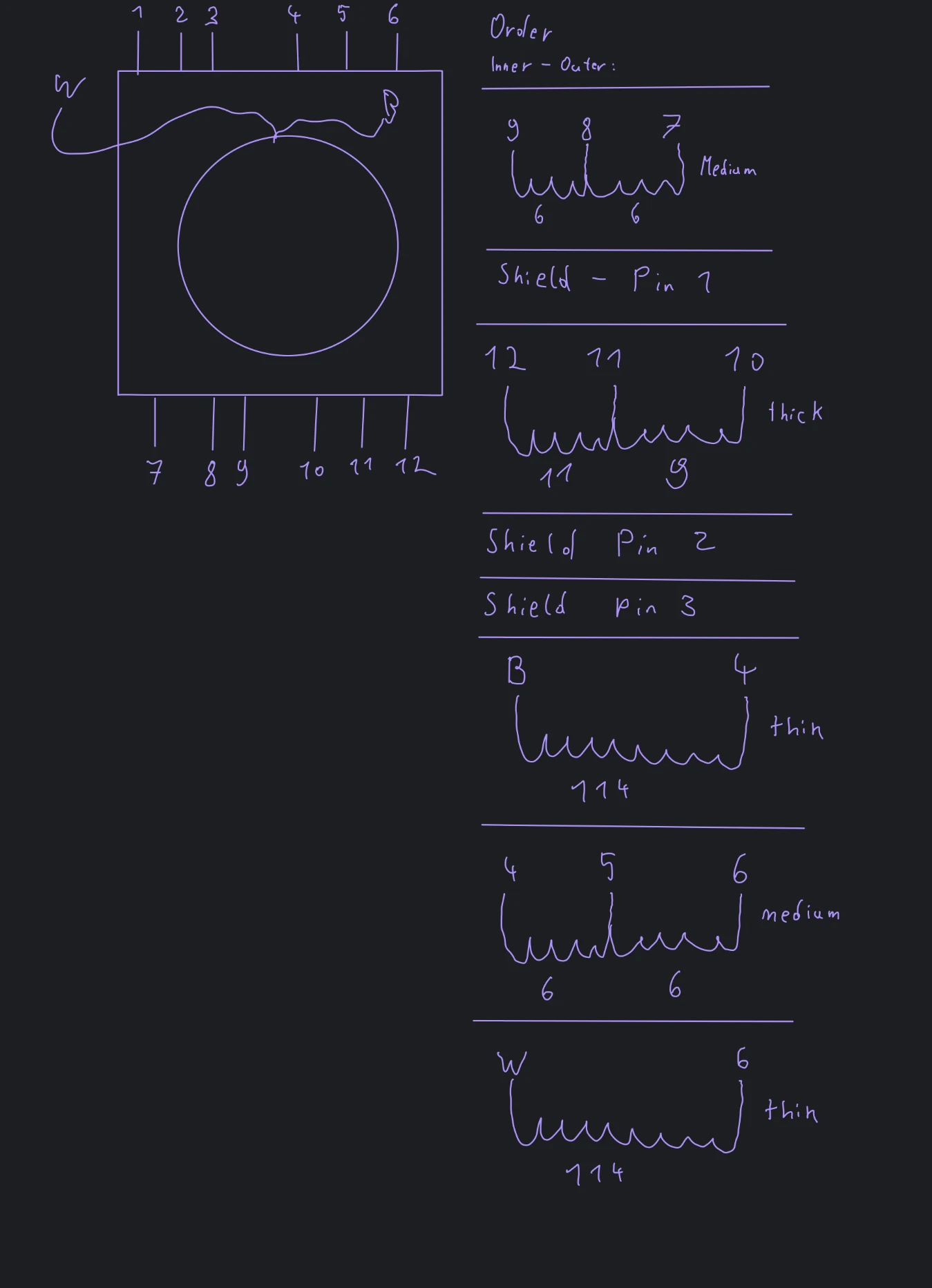 A hand drawn schematic of the transformer windings